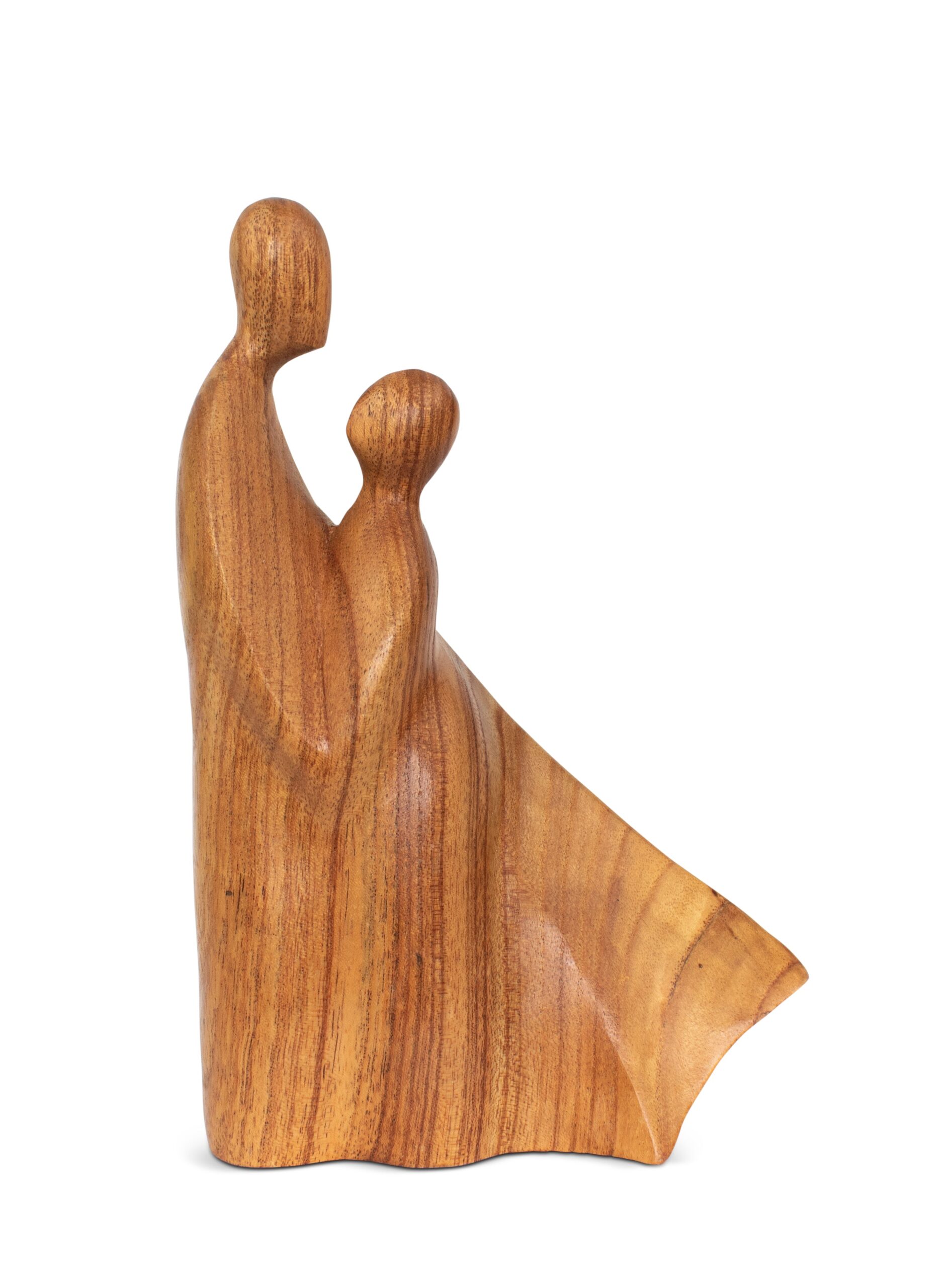 10" Wooden Handmade Abstract Bride & Groom Loving Figurine Sculpture Statue Handcrafted Gift Decorative Home Decor Accent Decoration Artwork Hand Carved