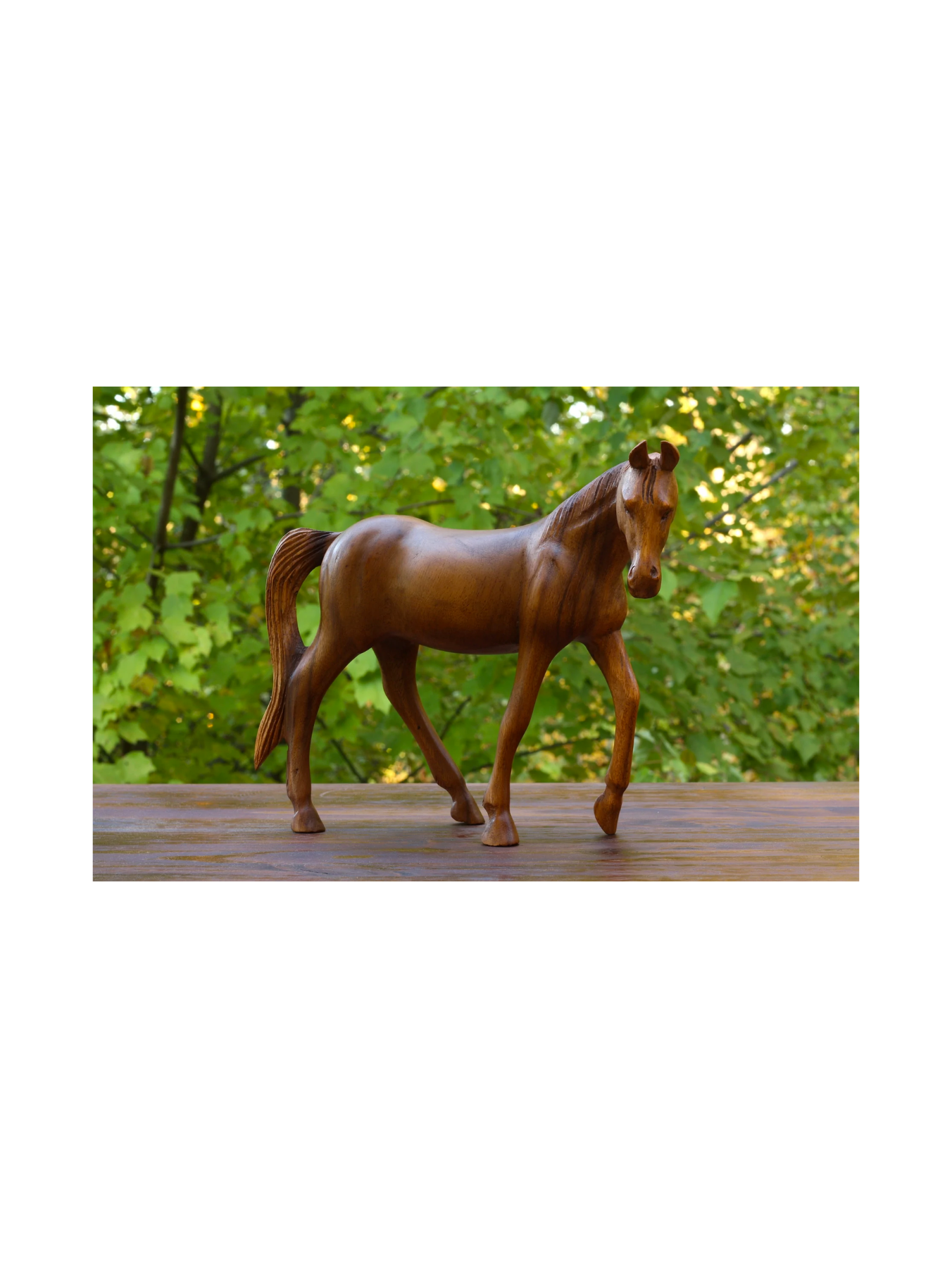 12" Large Wooden Hand Carved Walking Horse Art Figurine Statue Sculpture Handcrafted Handmade Home Decor Accent Decoration - Image 5