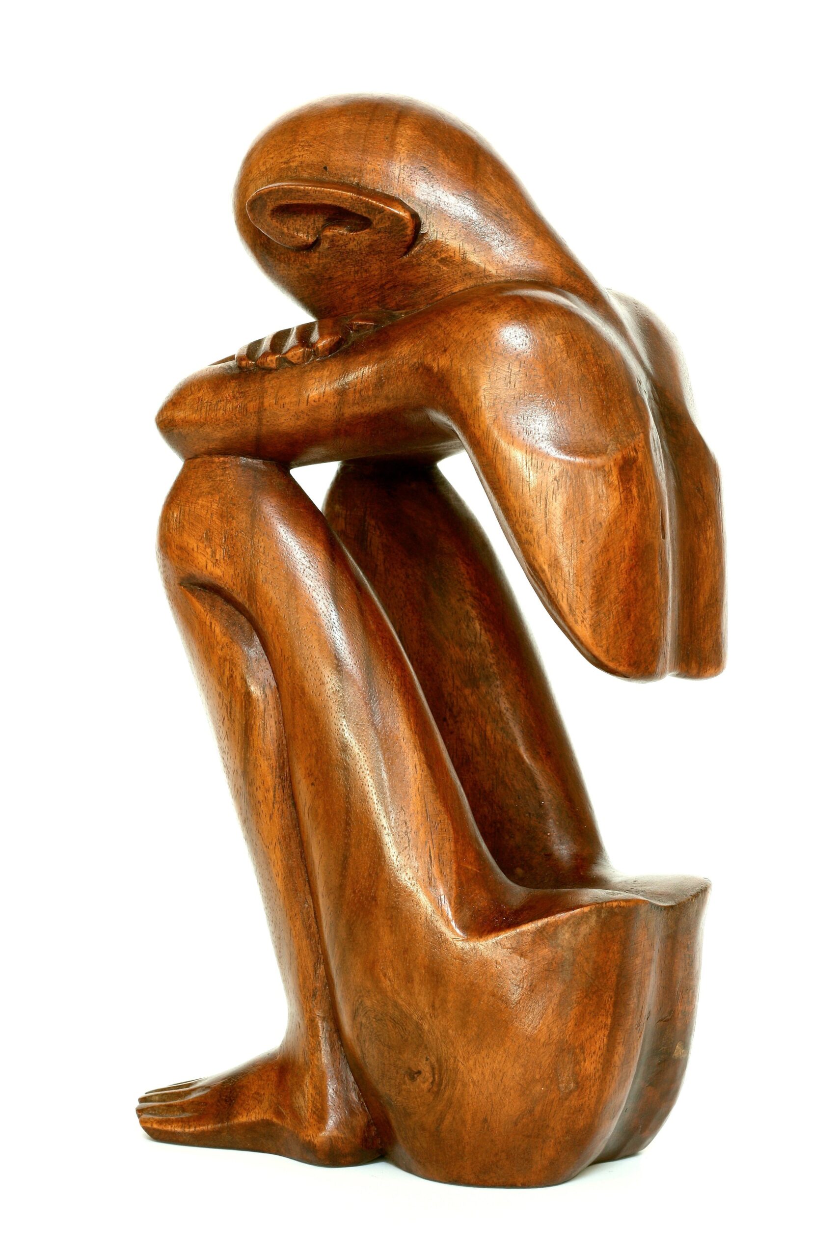 12" Wooden Handmade Abstract Sculpture Handcrafted "Resting Man" Home Decor Decorative Figurine Accent Decoration Hand Carved Statue - Image 3