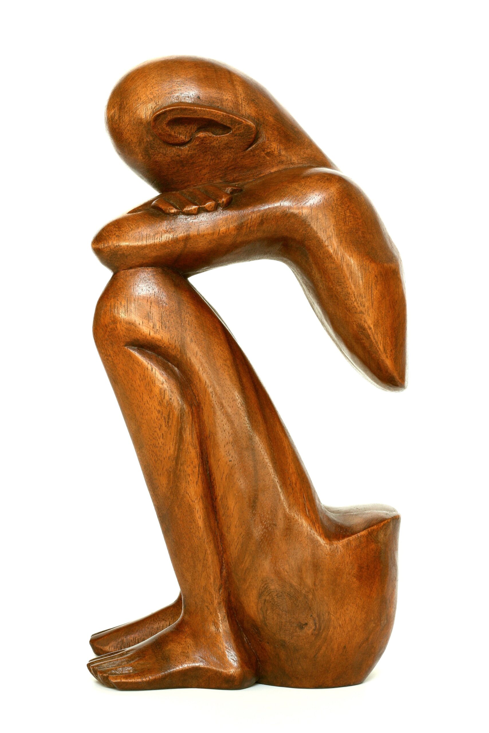 12" Wooden Handmade Abstract Sculpture Handcrafted "Resting Man" Home Decor Decorative Figurine Accent Decoration Hand Carved Statue - Image 2