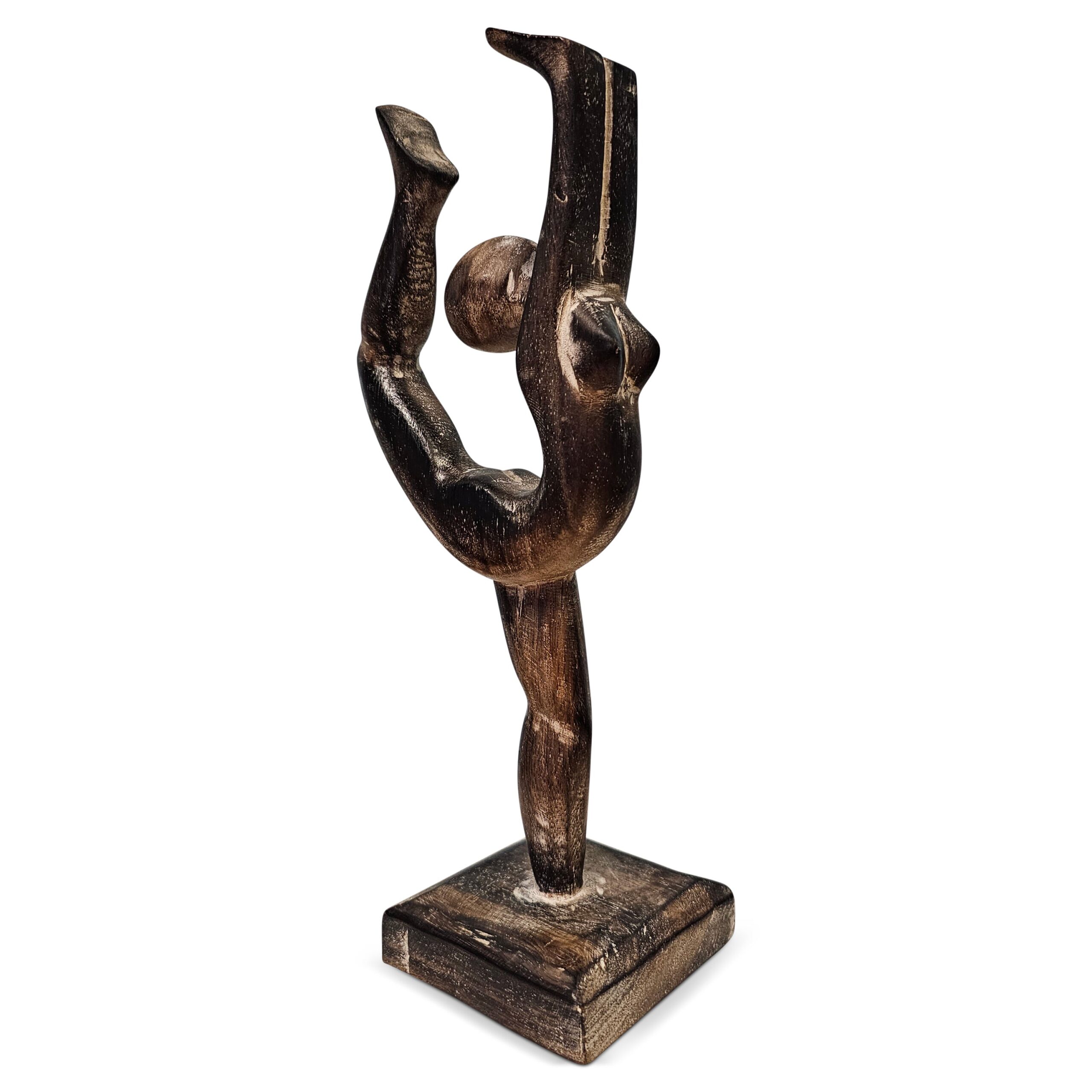 12" Wooden Handmade Abstract Ballet Dancer Sculpture Statue Handcrafted Gift Art Decor Figurine Accent Hand Carved Ballerina Attitude Dèrriere Cambrè - Image 6