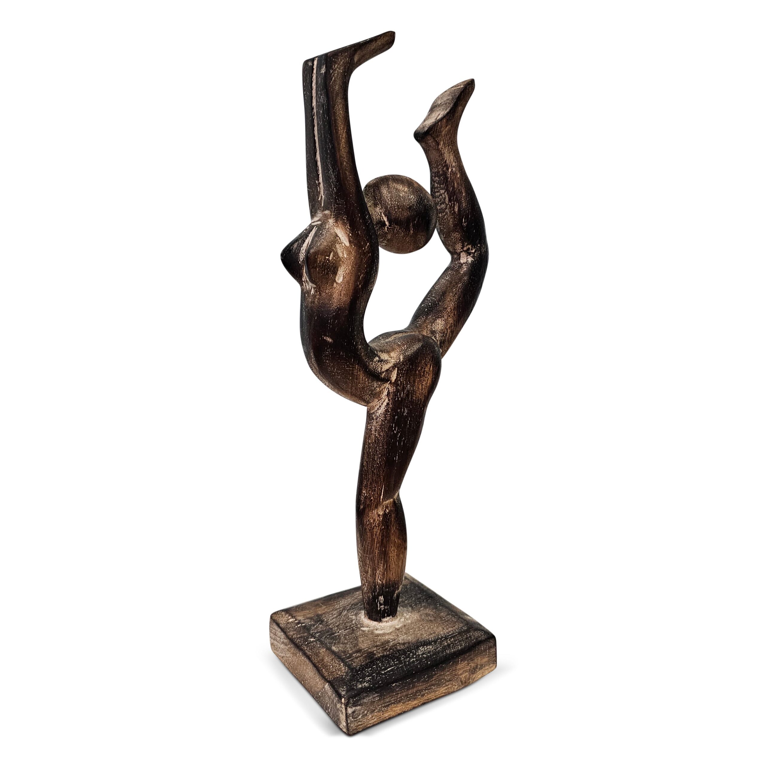 12" Wooden Handmade Abstract Ballet Dancer Sculpture Statue Handcrafted Gift Art Decor Figurine Accent Hand Carved Ballerina Attitude Dèrriere Cambrè - Image 7