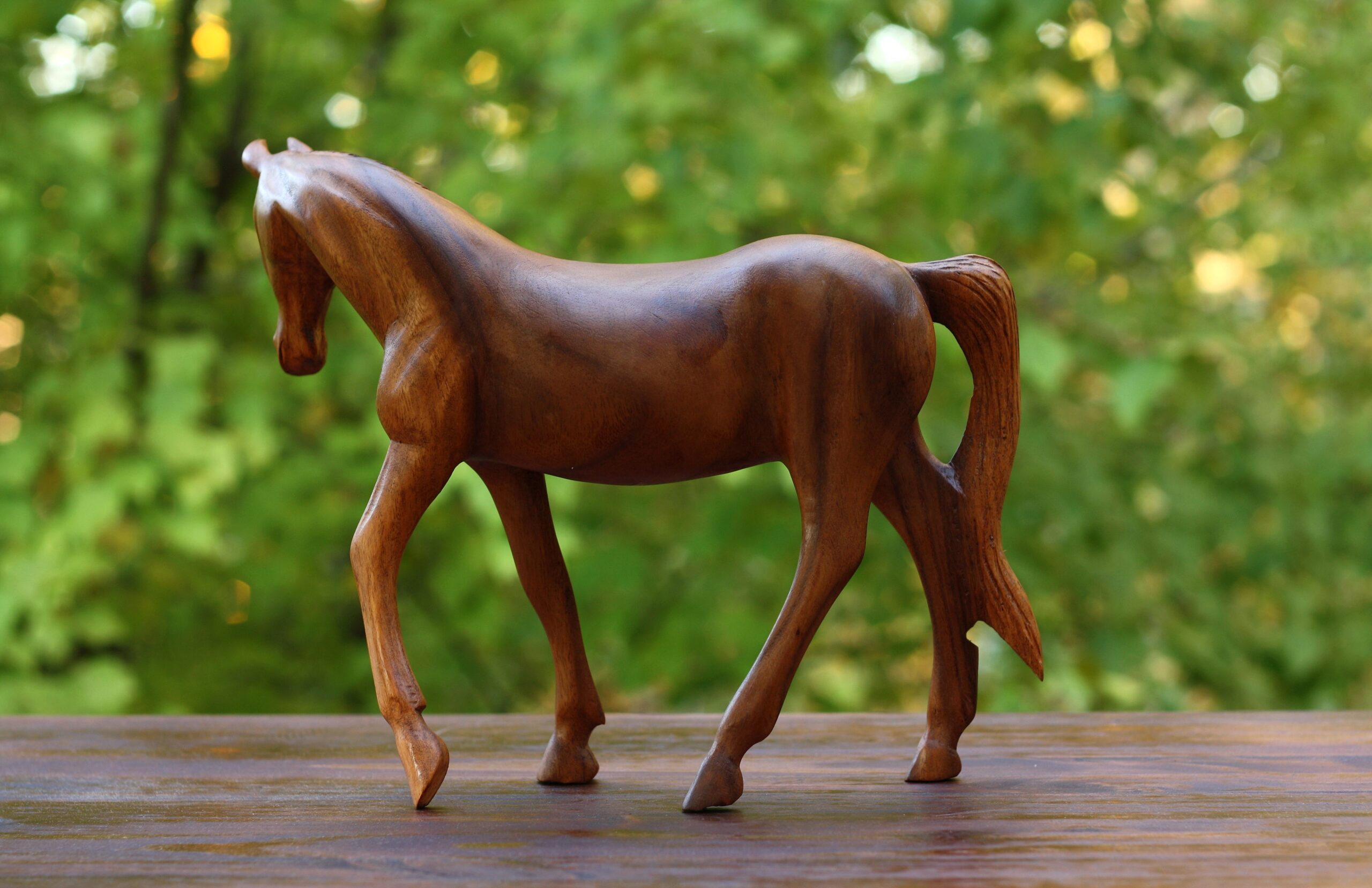 12" Large Wooden Hand Carved Walking Horse Art Figurine Statue Sculpture Handcrafted Handmade Home Decor Accent Decoration - Image 3