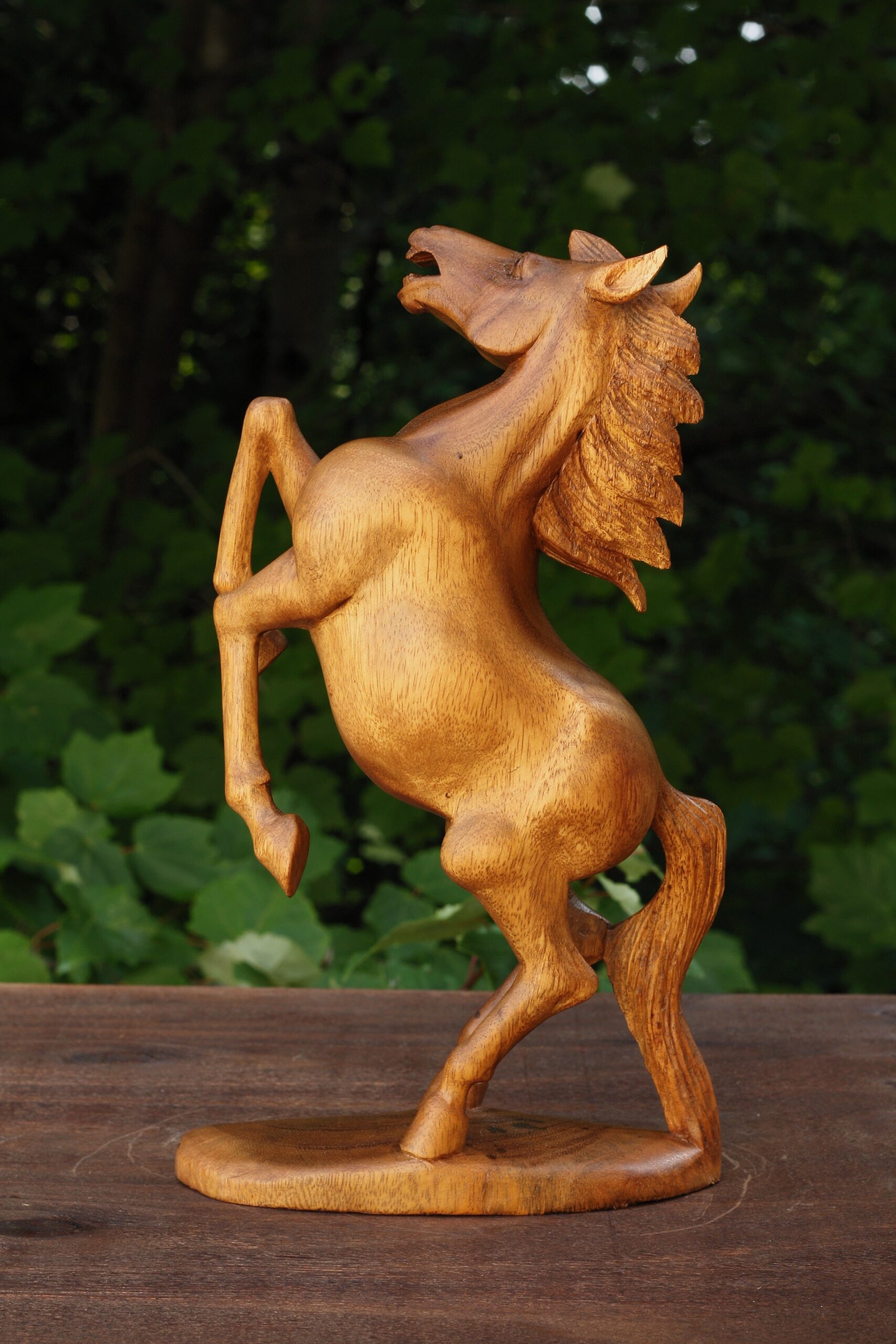 12" Wooden Hand Carved Rearing Horse Art Figurine Statue Sculpture Handcrafted Handmade Decorative Home Decor Accent Rustic Decoration - Image 4