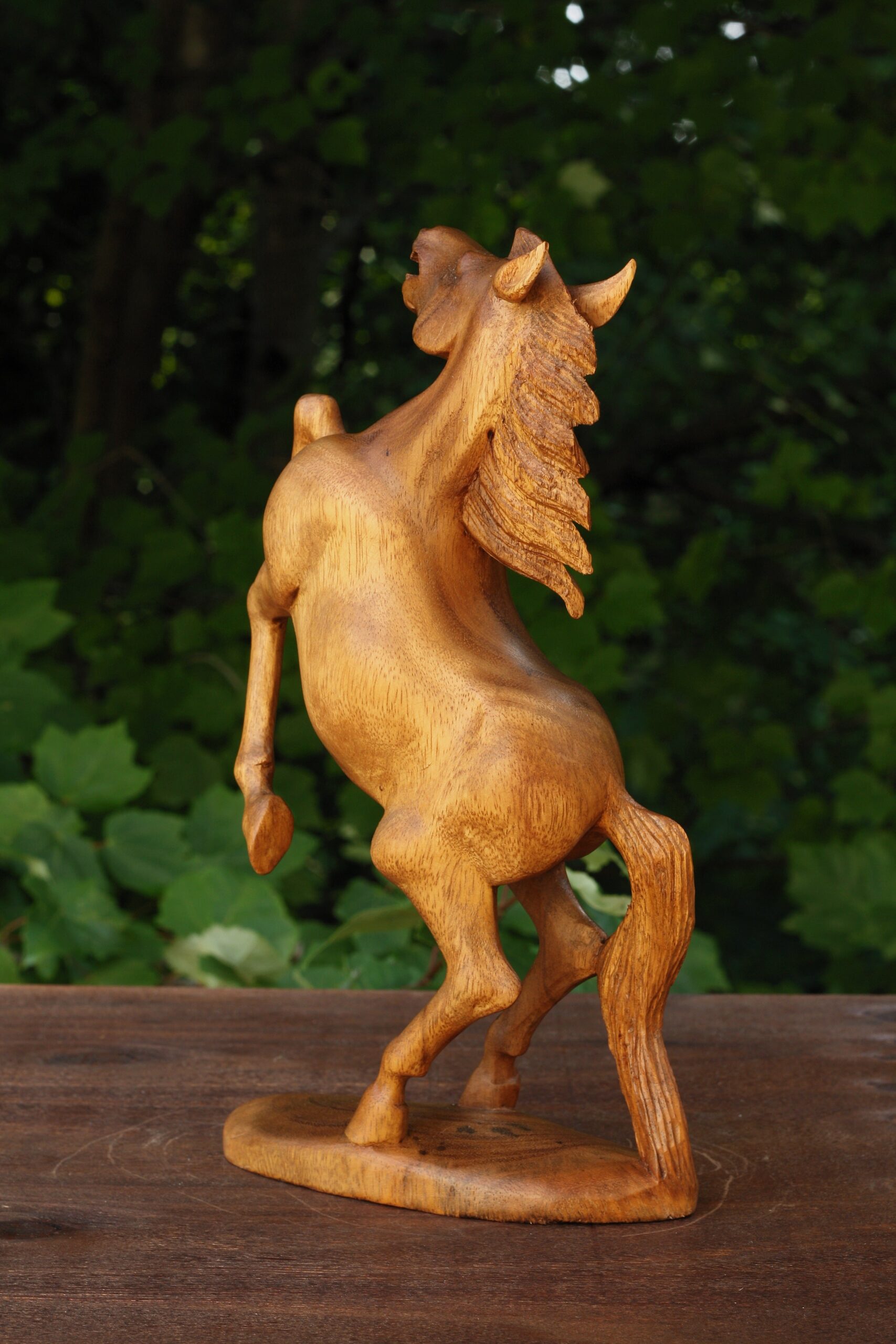 12" Wooden Hand Carved Rearing Horse Art Figurine Statue Sculpture Handcrafted Handmade Decorative Home Decor Accent Rustic Decoration - Image 6