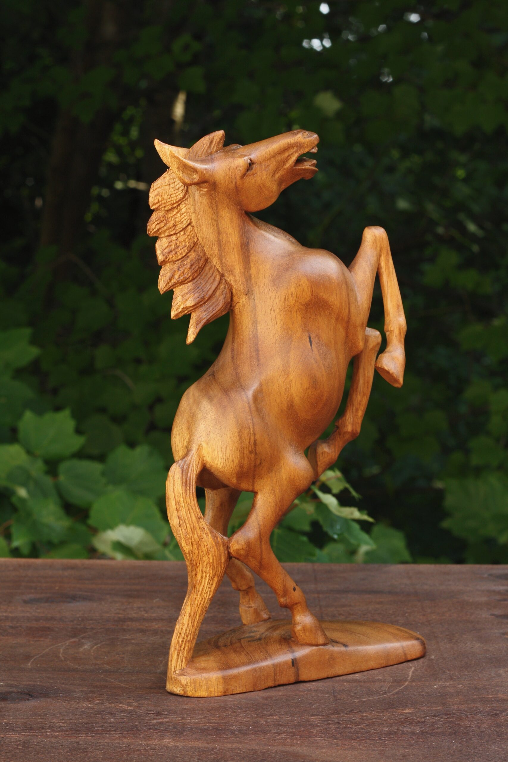 12" Wooden Hand Carved Rearing Horse Art Figurine Statue Sculpture Handcrafted Handmade Decorative Home Decor Accent Rustic Decoration - Image 5
