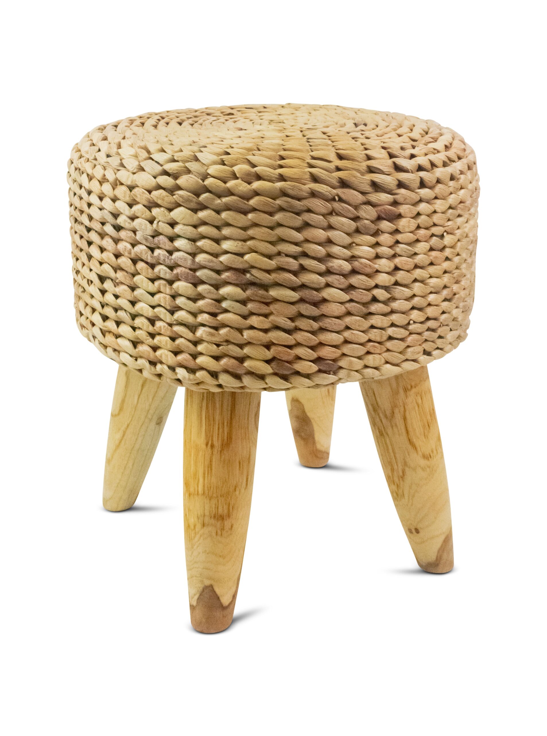 18" Round Hand Woven Water Hyacinth Ottoman Foot Stool Handmade Home Decor Night Stand Accent Display Side End Table - Image 2