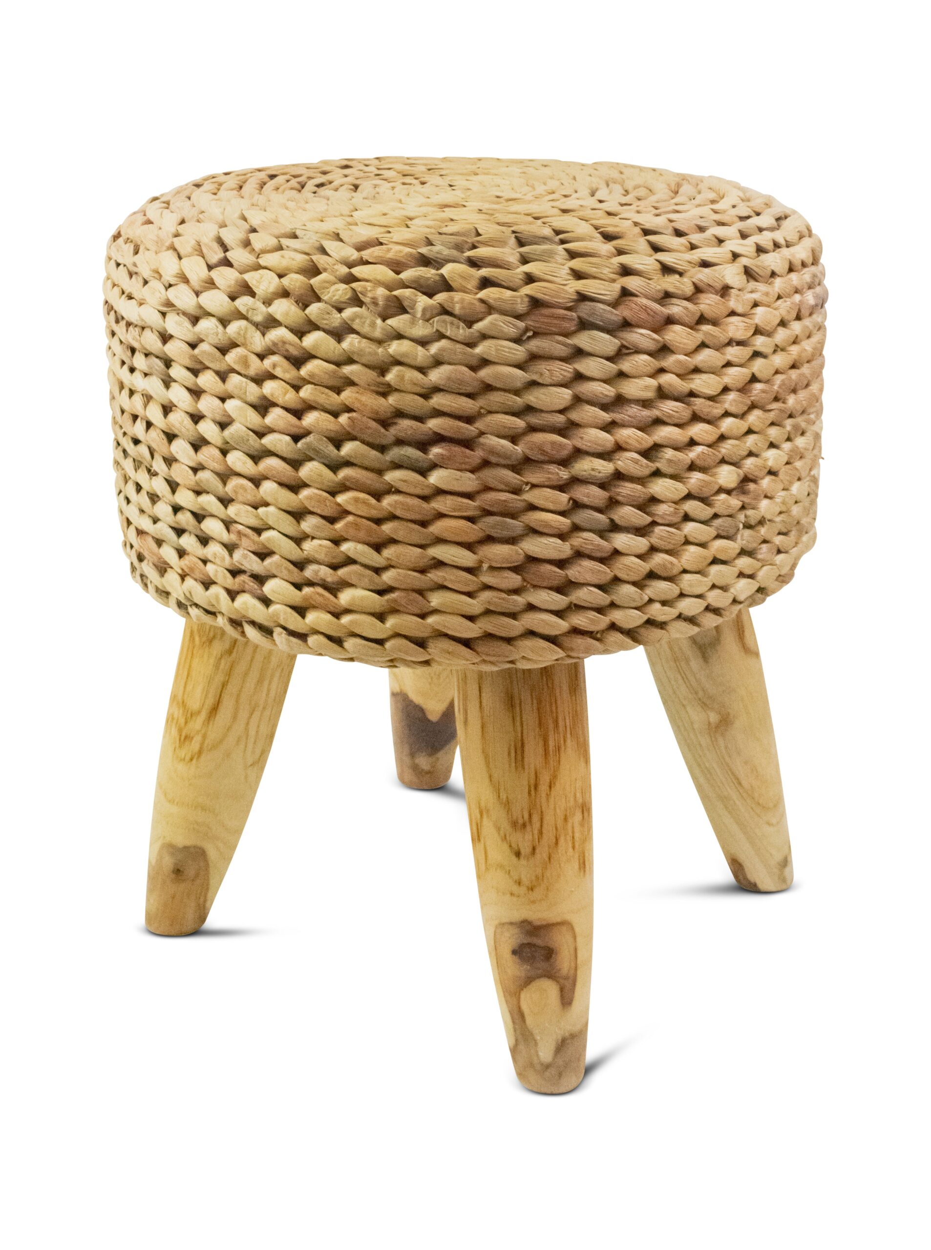18" Round Hand Woven Water Hyacinth Ottoman Foot Stool Handmade Home Decor Night Stand Accent Display Side End Table - Image 4