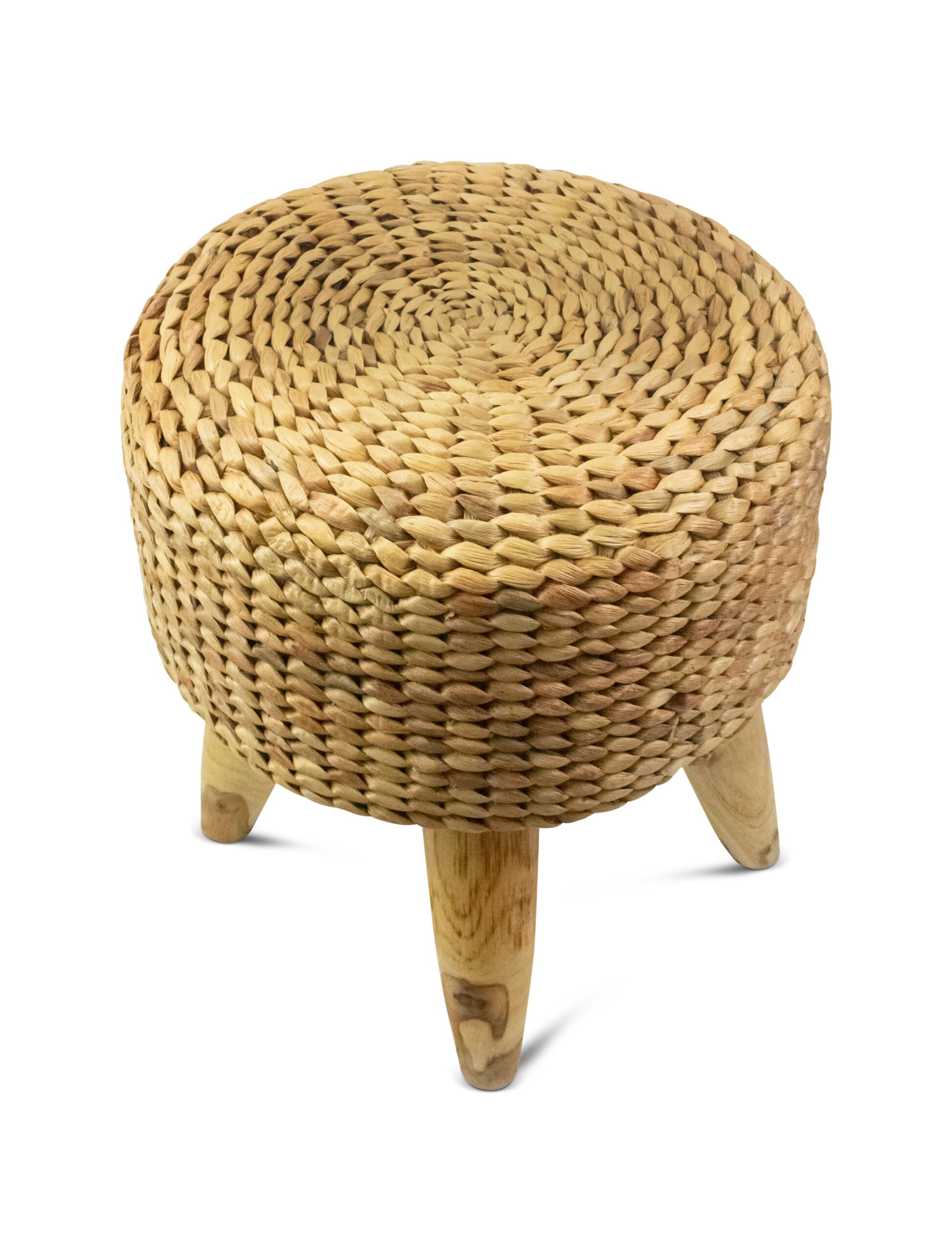 18" Round Hand Woven Water Hyacinth Ottoman Foot Stool Handmade Home Decor Night Stand Accent Display Side End Table - Image 3
