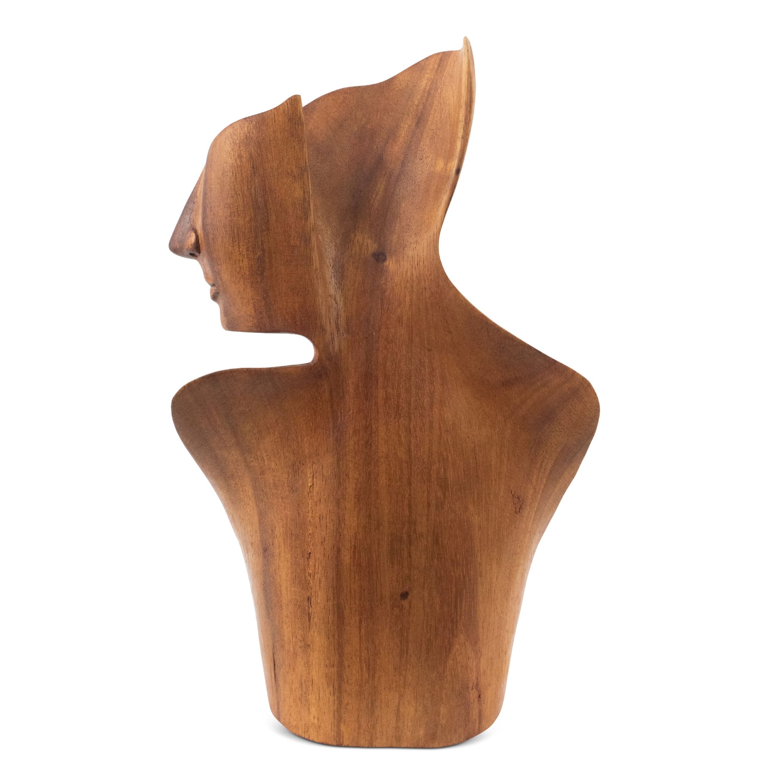 12" Wooden Hand Carved Abstract Woman Faceless Sculpture Handmade Handcrafted Art Statue Home Decor Figurine Accent Decoration Necklace Display Stand - Image 4