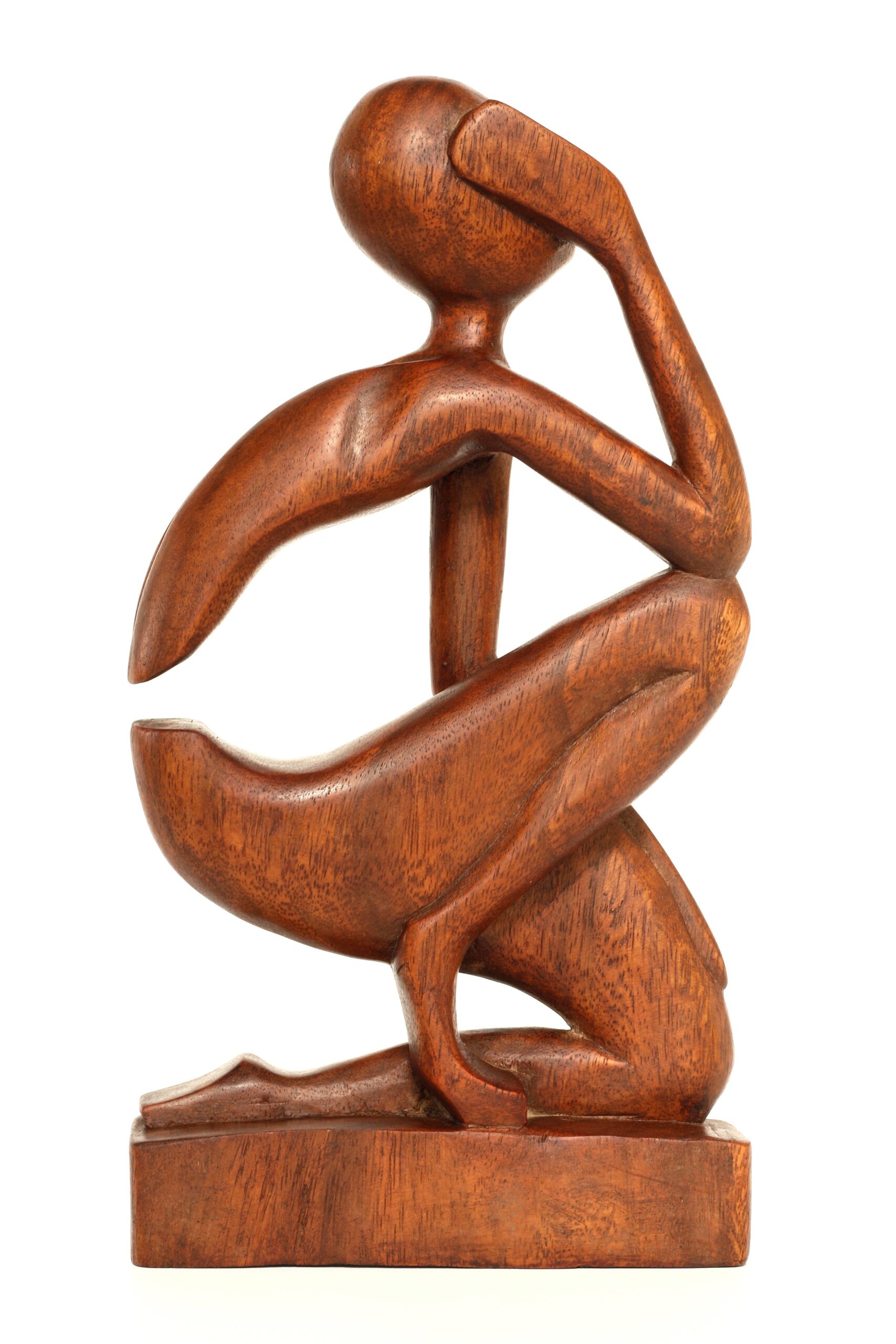 12" Wooden Handmade Abstract Sculpture Handcrafted "The Thinker" Home Decor Decorative Figurine Accent Decoration Hand Carved Thinking Man Statue - Image 6
