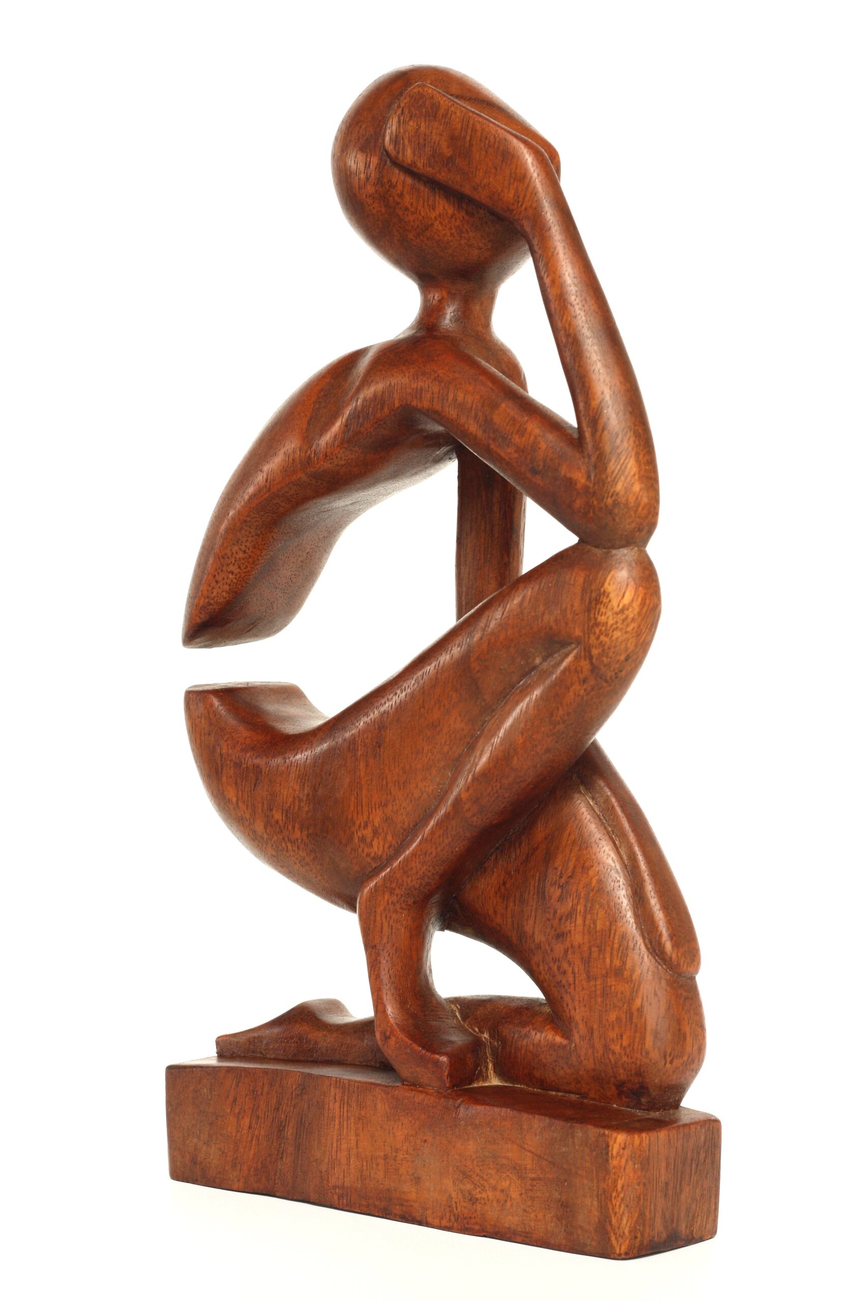 12" Wooden Handmade Abstract Sculpture Handcrafted "The Thinker" Home Decor Decorative Figurine Accent Decoration Hand Carved Thinking Man Statue - Image 5