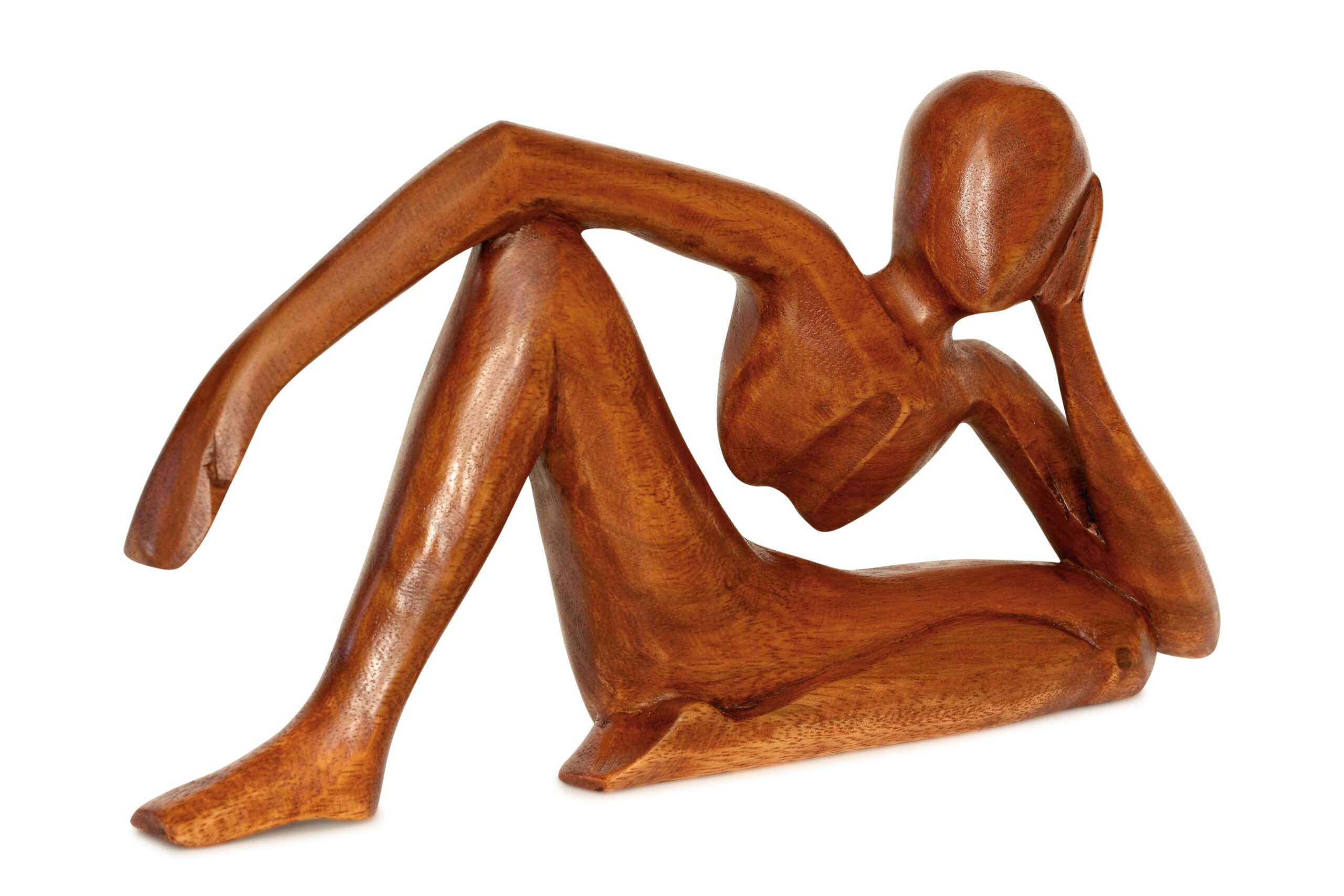 12" Wooden Handmade Abstract Sculpture Handcrafted "Relaxing Man" Home Decor Decorative Figurine Accent Decoration Hand Carved Statue - Image 4