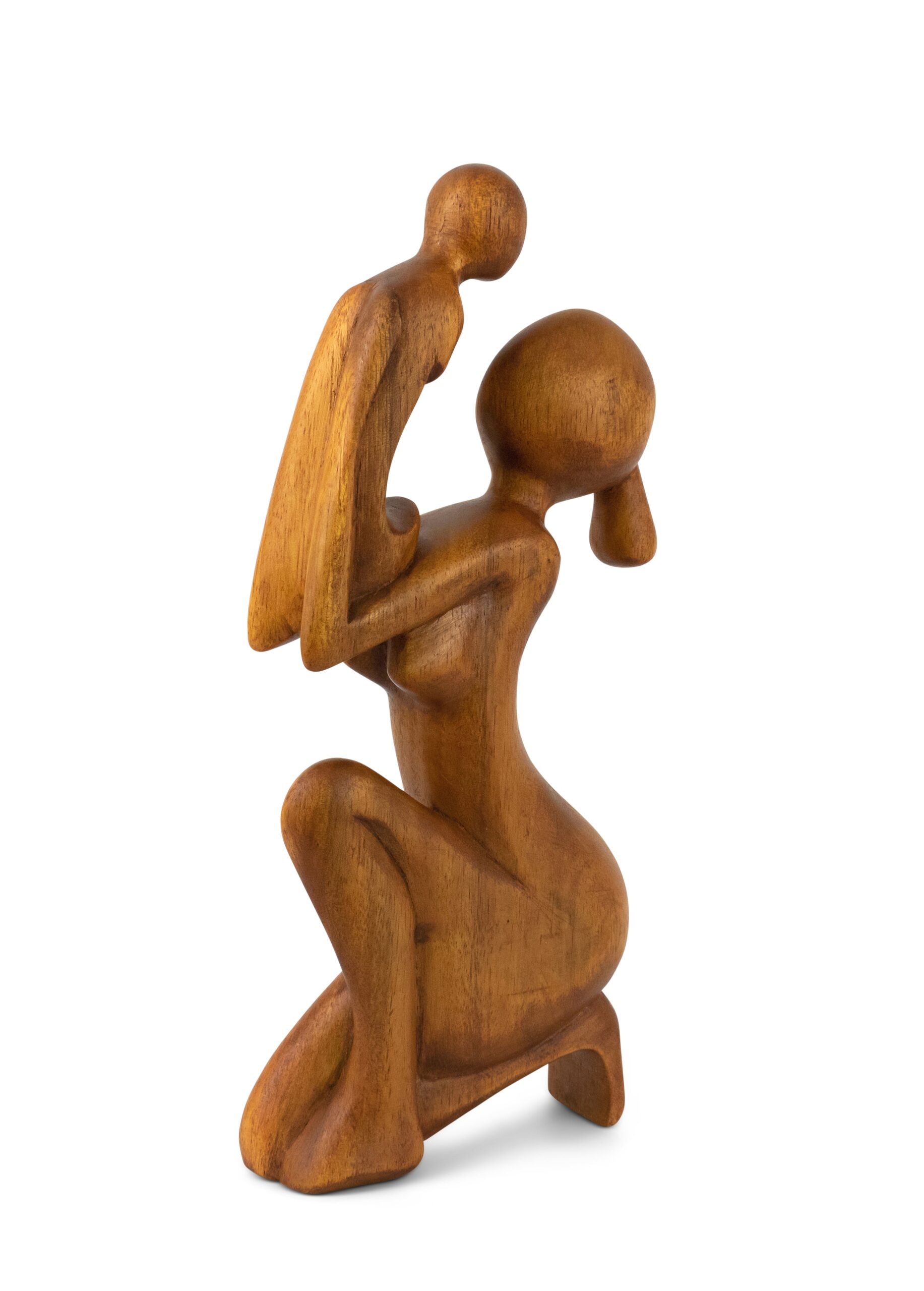 12" Wooden Handmade Abstract Mother and Child Sculpture Handcrafted Gift Art Home Decor Figurine Accent Artwork Hand Carved Mother and Baby Statue - Image 3