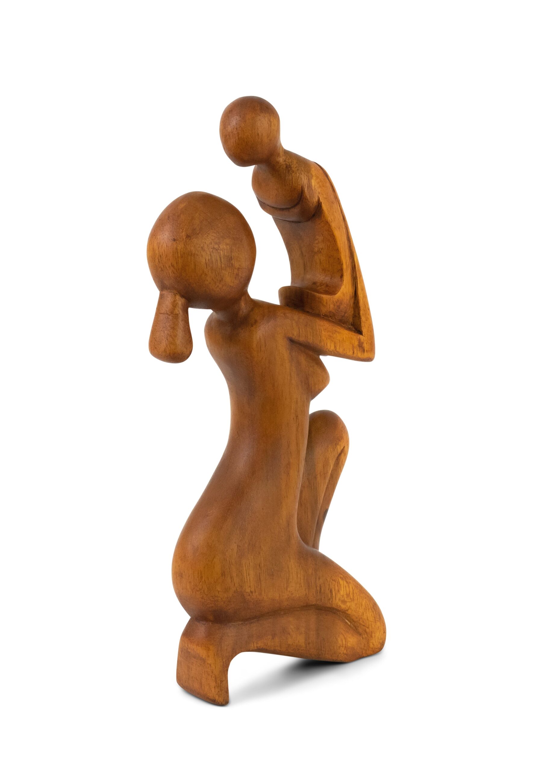 12" Wooden Handmade Abstract Mother and Child Sculpture Handcrafted Gift Art Home Decor Figurine Accent Artwork Hand Carved Mother and Baby Statue - Image 4