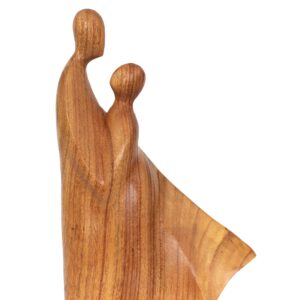 10" Wooden Handmade Abstract Bride & Groom Loving Figurine Sculpture Statue Handcrafted Gift Decorative Home Decor Accent Decoration Artwork Hand Carved