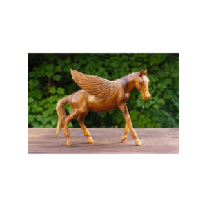 Wooden Hand Carved Horse Pegasus Art Figurine Statue Sculpture Handcrafted Handmade Decorative Home Decor Accent Decoration