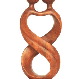 12" Wooden Handmade Abstract Sculpture Statue Handcrafted "Infinite Love" Gift Decorative Home Decor Figurine Accent Decoration Artwork Hand Carved