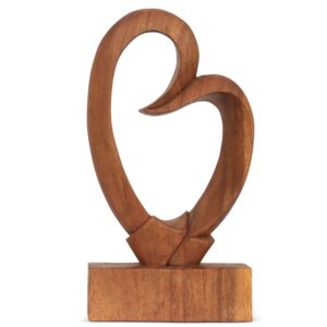 12" Wooden Handmade Abstract "Bond of Love" Figurine Sculpture Statue Handcrafted Gift Art Decorative Home Decor Accent Decoration Artwork Hand Carved