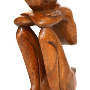 12" Wooden Handmade Abstract Sculpture Handcrafted "Resting Man" Home Decor Decorative Figurine Accent Decoration Hand Carved Statue