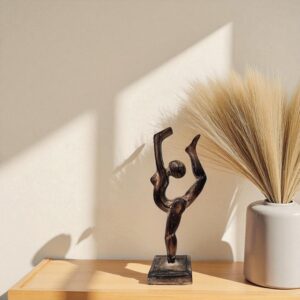 12" Wooden Handmade Abstract Ballet Dancer Sculpture Statue Handcrafted Gift Art Decor Figurine Accent Hand Carved Ballerina Attitude Dèrriere Cambrè