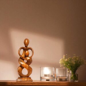 12" Wooden Handmade Abstract Sculpture Statue Handcrafted "Entwined Spirits" Gift Art Decorative Home Decor Figurine Accent Decoration Hand Carved
