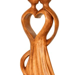 12" Wooden Handmade Abstract Sculpture Statue Handcrafted "Love of My Life" Gift Art Home Decor Figurine Accent Artwork Hand Carved