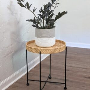 18" Hand Woven Rattan End Table Night Stand Accent Display Side Table Home Decor
