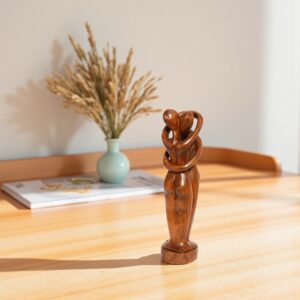 12" Wooden Handmade Abstract Sculpture Statue Handcrafted "Everlasting Love" Gift Art Decorative Home Decor Figurine Accent Decoration Hand Carved