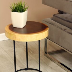 18" Wooden Hand Carved Modern Stool Solid Wood Rustic Handmade Home Decor Night Stand Accent Display Side End Table WST-IR1 Stool