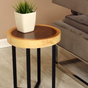 18" Wooden Hand Carved Modern Stool Solid Wood Rustic Handmade Home Decor Night Stand Accent Display Side End Table WST-IR2 Stool