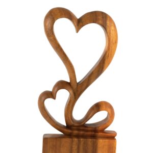 12" Wooden Handmade Abstract Sculpture Statue Handcrafted "Hearts Blossom" Gift Decorative Home Decor Figurine Accent Decoration Artwork Hand Carved