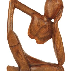 Wooden Abstract Sculpture Handmade Handcrafted Art "Thinking Man 2" Home Decor Decorative Figurine Accent Decoration Hand Carved Thinker Statue