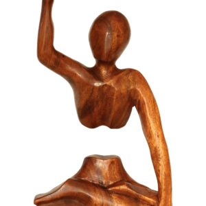 12" Wooden Handmade Abstract Sculpture Handcrafted Art Hand Up Statue Home Decor Decorative Figurine Accent Decoration Artwork Gift Hand Carved