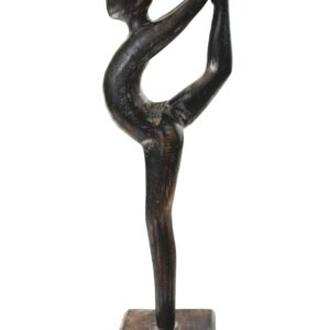 15" Wooden Handmade Abstract Ballet Dancer Sculpture Statue Handcrafted Gift Art Home Decor Figurine Accent Hand Carved Ballerina Attitude Dèrriere
