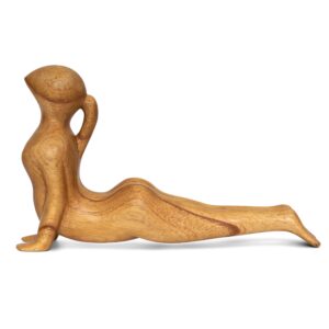 10" Wooden Handmade Mini Yoga Figurines, Yoga Pose Statue, Yoga Room Studio Decor, Mindful Home Decor Yogi Gift, Decorative Shelf Decor Objects - Cobra Pose